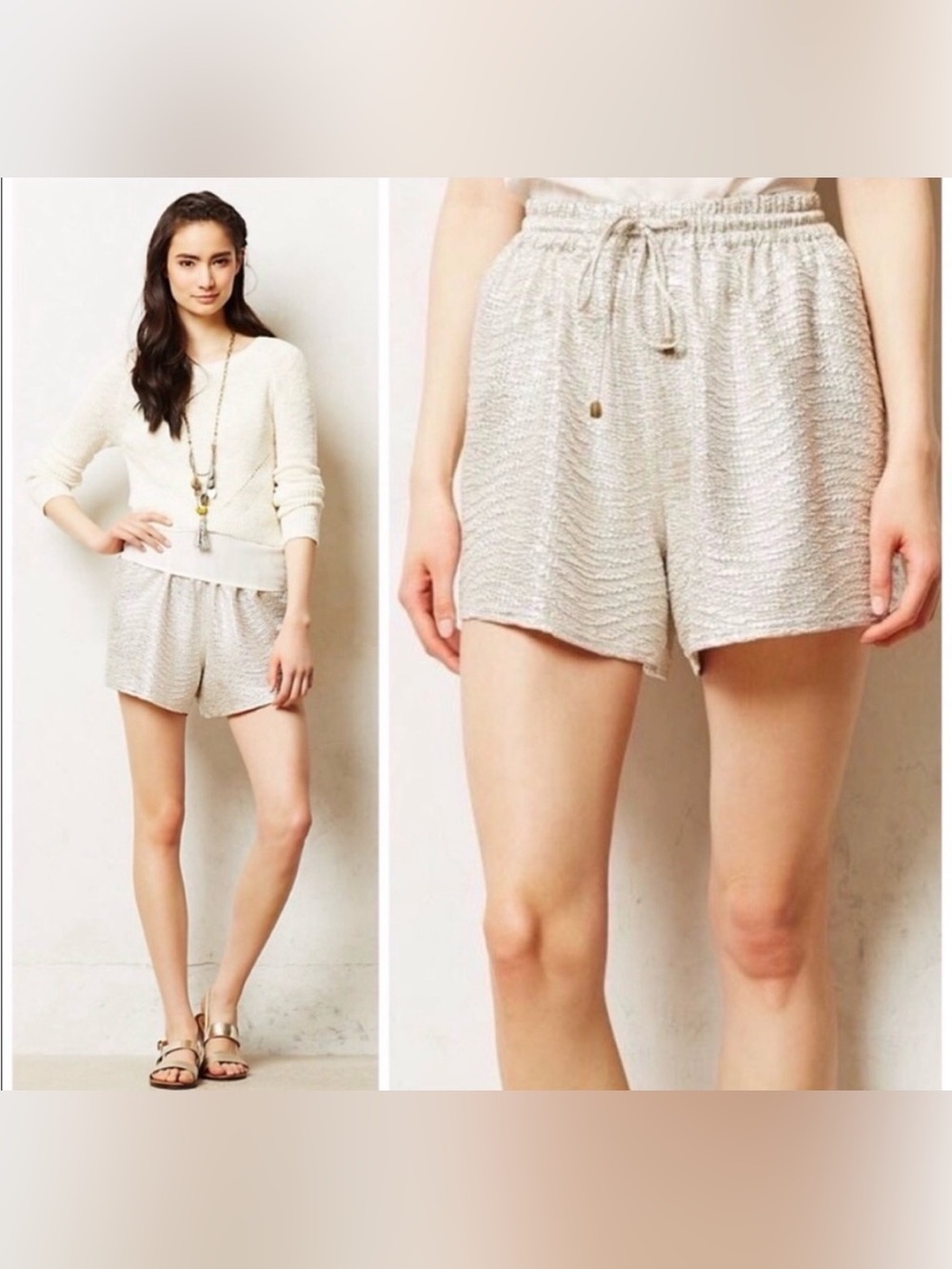 Heartloom Metallic Gold Crinkle Shorts